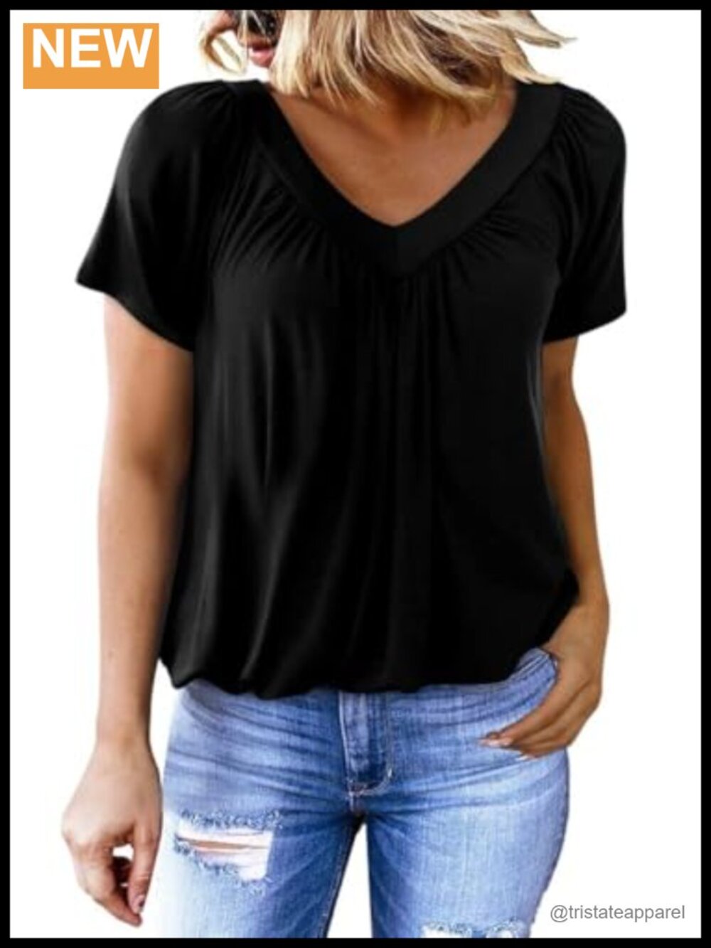 Women's Casual Summer V Neck Short Sleeve Tunic T-Shirt Loose Fit